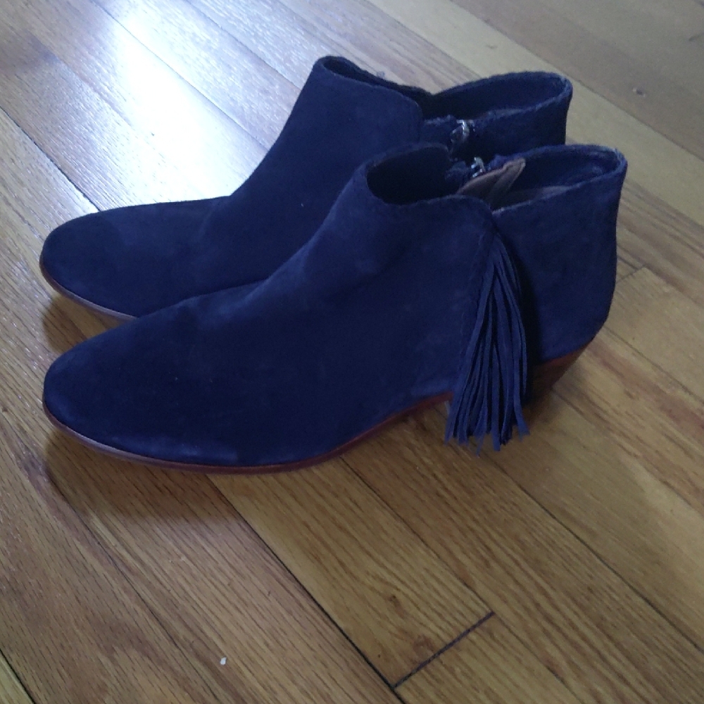 Sam Edelman Navy Blue Suede Tassel Ankle Booties